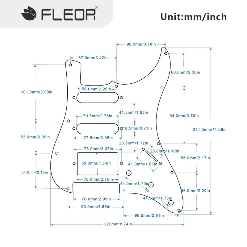 FLEOR 11 Hole Guitar Pickguard SSH and Tremolo Cavity Backplate