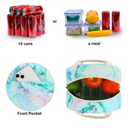 Lunch Bag for Girls Women, Reusable Insulated Lunch Tote Lunch Box for School Work Picnic (Marble Green)