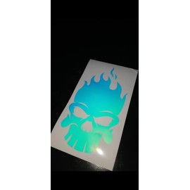 Unbranded FIRE SKULL HOLOGRAPHIC VINYL  WINDOW DECAL 5" 1/2