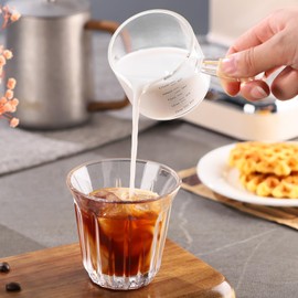 Bincoo Espresso Glass, 150ML Cups with Handle and Dual-Scale, V-Shaped Mouth Measuring Cup, Perfect for Shots and Milk Froth (1)
