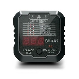 Belmont Leisure - Socket Tester Mains Outlet Leakage Tester with LED Indicators Reverse Polarity Neutral Live Earth Wire Testing RCD Test - UK Plug 240v 50/60Hz