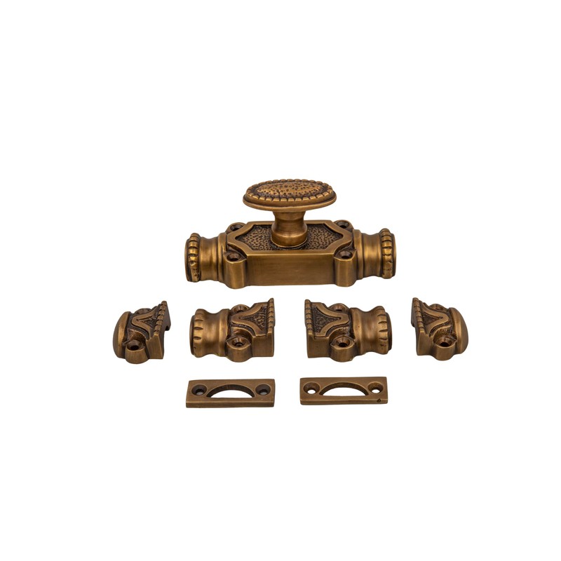 STALLION HARDWARE Antique Brass Cremone Bolt Set - Solid Brass