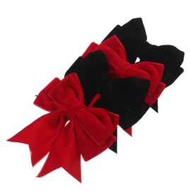 BIUDECO 4pcs Hair Clips Stylish Ribbon Bow Barrettes for Teens for Birthday Christmas Parties Durable Velour Design Elegant Hair Accessories for Little