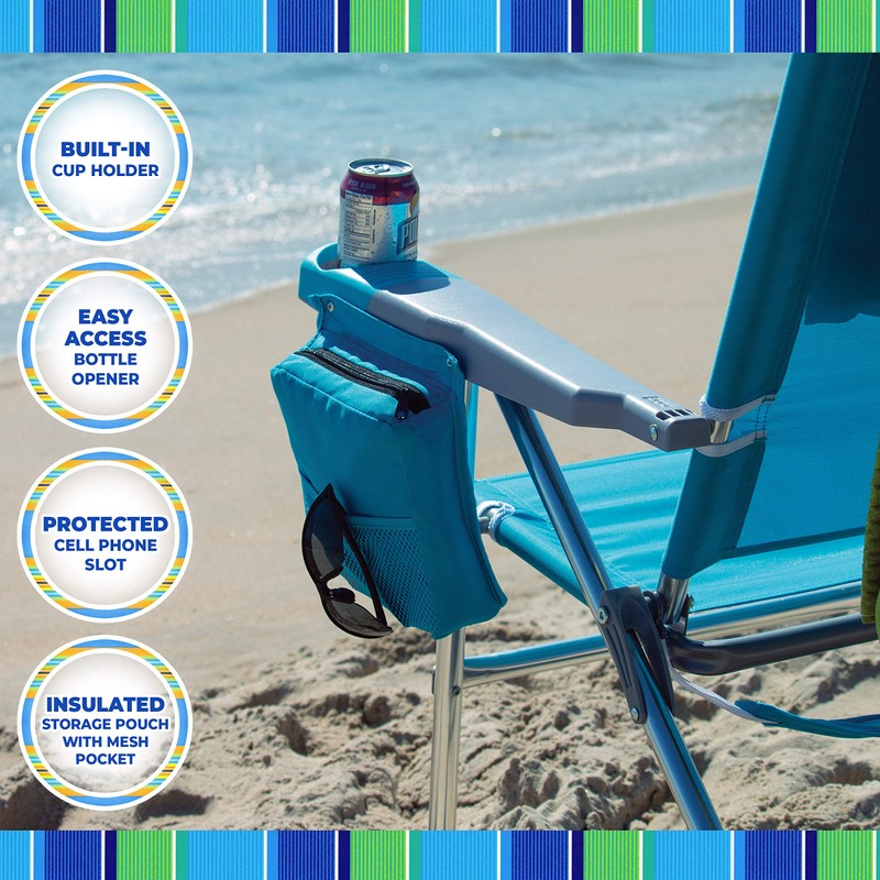 Rio Brands 17" Extended Height 4-Position Folding Beach, Camping, Lawn
