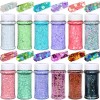 s 12 Pcs 2oz White Jar No Fine Chunky Glitter