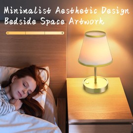 LETSTRY Small Cordless Table Lamp, 3-Level Touch Control Warm Brightness Led Desk Lamp, Built-in 5200mAh Battery Type C Rechargeable Table Lamp for Bedroom,Desk Decor,Office,Restaurant (2Pcs Bronze)