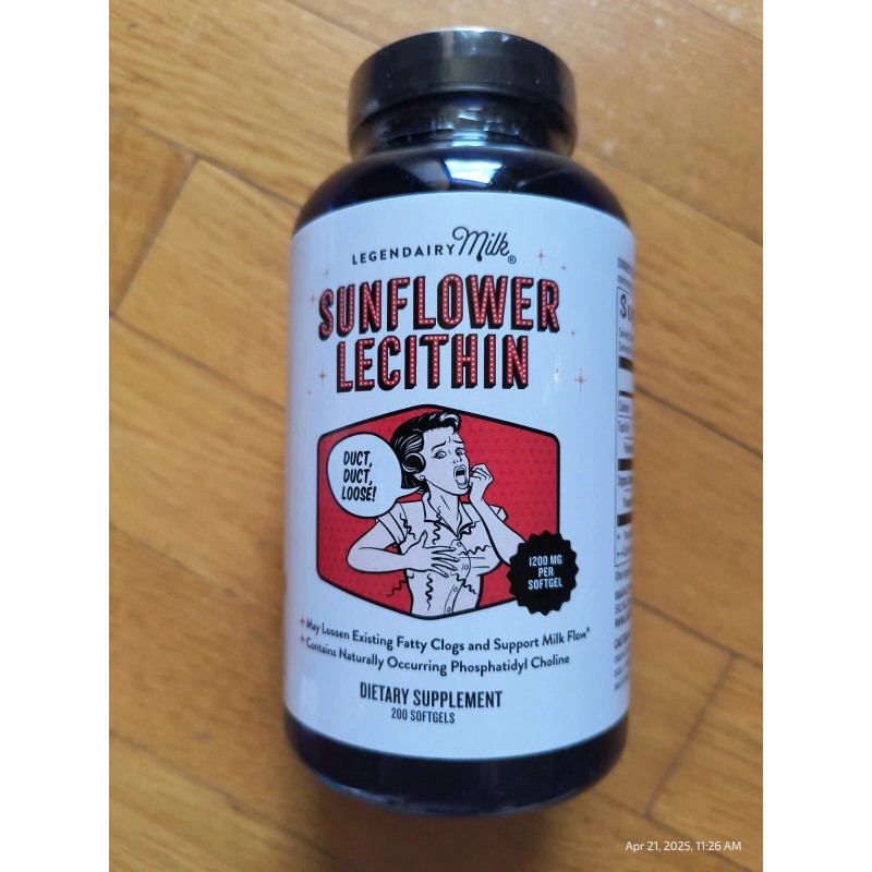 Legendairy Milk Sunflower Lecithin 1200mg, Lactation Support 200 Softgels Ex