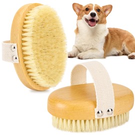 Soft Boar Bristle Pet Palm Brush for Short Haired Dogs and Cats with Band, Reduce Shedding, Ergonomic Dog Brush, Easy to Hold and Reduces Stress On Your Wrist | Ideal for Daily Grooming