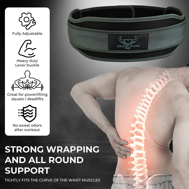Weight Lifting Belt Double Strength 5.5 Padded Neoprene Back Gym