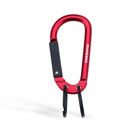 munkees Carabiner Keychain with 2-3 Rings, Backpack Buckle, Aluminum Alloy, Lightweight and Portable (Small,Red)