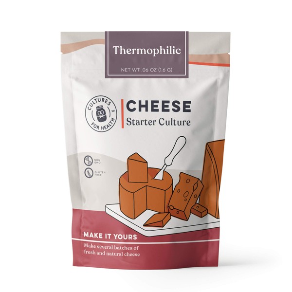 Cultures for Health Thermophilic Cheese Starter | 4 Packets Gluten Free Direct-Set Culture + 2 Vegetable Rennet Tablets | DIY Hard Cheese, Parmesan, Mozzarella, Asiago, Romano, Swiss Cheese, & More