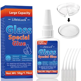 50g Large Glass Glue, Waterproof Adhesive for Glass Repair Super Quick Clear Super Heavy Duty Acrylic Glue, Glass to Glass Glue for Invisible Repair Mirror, Crystal, Jewelry, Rhinestone, Craft Glue