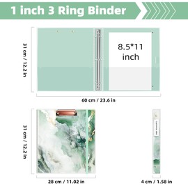 EYROZILL 3 Ring Binder, 1 Inch Binder for Letter Size, 3 Ring Binder with 2 Interior Pockets & 5PCS Index Dividers, 1'' Round Ring Binder with Sealed Bag & Dividers Tabs, PVC Cover, Office, School