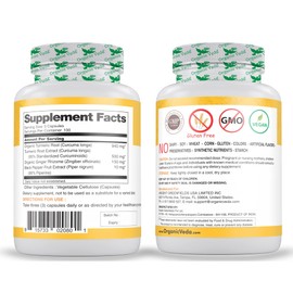 Organic Veda Turmeric Capsules - Turmeric and Ginger Supplement 100 Days Supply, 300 Veggie Capsules - Whole Root Organic Turmeric Curcumin with Black Pepper- Joint & Mobility Support