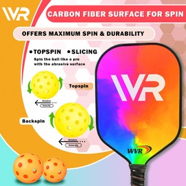 Pickle Ball Rackets 2 Pack, Pickle Ball Paddles with 4 Pickleball Balls, Carbon Fiber Pickleball Paddles Set of 2, Anti-Slip Sweat-Absorbing Grip Pickleball Paddles for Men Women(Red&Purple)