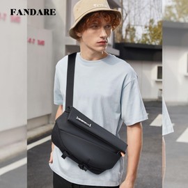 FANDARE Casual Sling Bag Crossbody Shoulder Bag Backpack for Men Personal Flex Bag with Tripod Holder Strap Lightweight Chest Pack Everyday Carry Bag for Tactical Travel Work Chest Bag Black