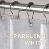 Popkozzi Silver White Glitter Shower Curtain: Sparkle Bling Shiny Washable
