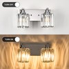 Haolaike 2 Lights Crystal Bathroom Vanity Light Modern Chrome Bathroom