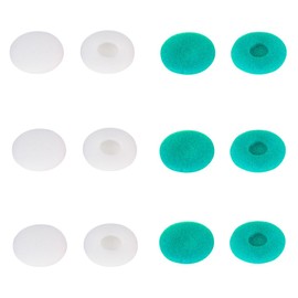 SNHTLS 6 Pairs Sponge Foam Earbuds Tips Compatible with 13mm-18mm Headphones Two Way Radio Walkie Talkie Earpiece Earbud Replacement (White+Green)