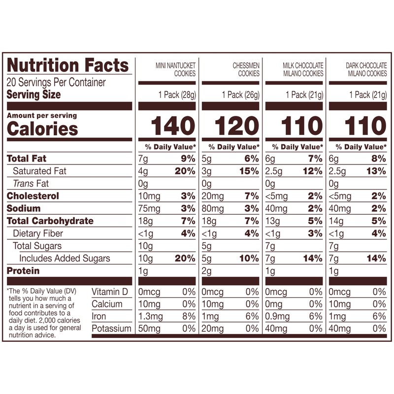 Pepperidge Farm Cookies Variety Pack, Snack Packs, 20 Pk