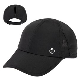 TOP-EX Summer Baseball Caps, Women's Ponytail, Cooling Baseball Cap, Women's UV Protection for Outdoor Sports, Breathable, Waterproof, Foldable, black, S - M