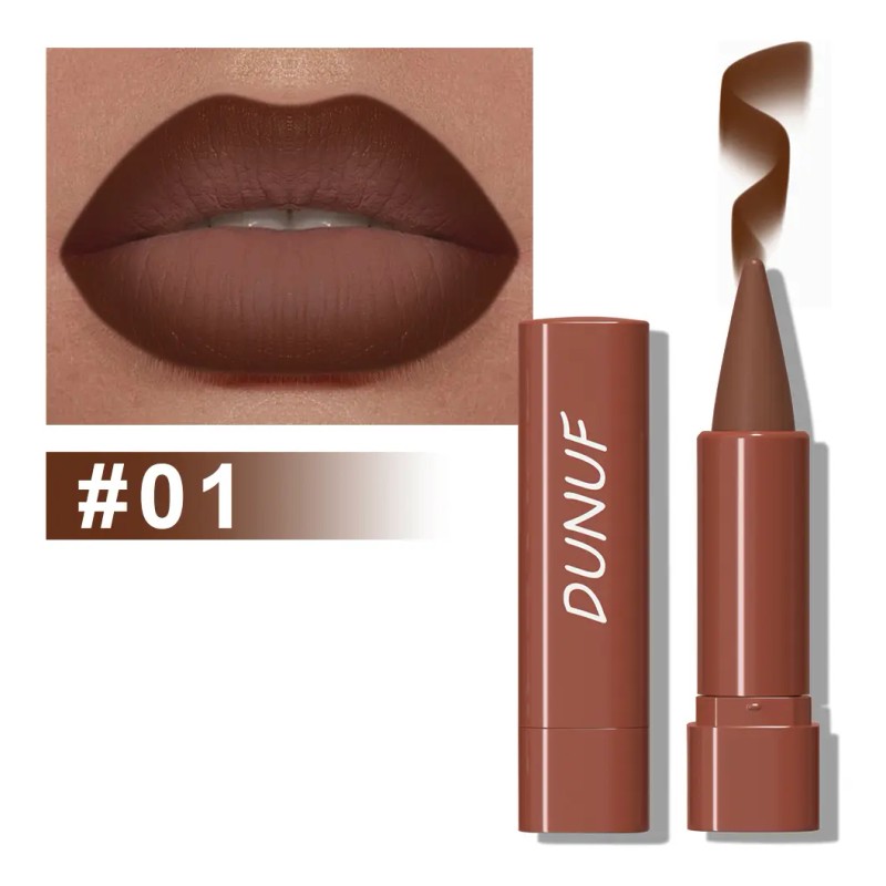 Labial Mate Duradero Dunuf 1 Pieza Tono Mate Puntiagudo