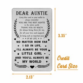 Best Auntie Gifts - Auntie Mothers Day Card from Niece - My Auntie Birthday Wallet Card, Christmas Ideas