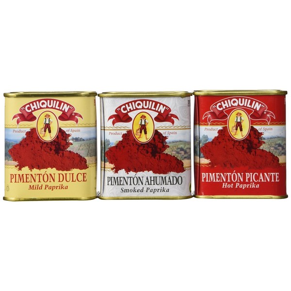 Chiquilin Mild, Smoked and Hot Spanish Paprika Set (Pack of 6)