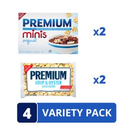Premium Saltine Crackers Variety Pack, 2 Mini and 2 Soup & Oyster Crackers, Lunch Snacks, Bulk Snacks, 4 Packs