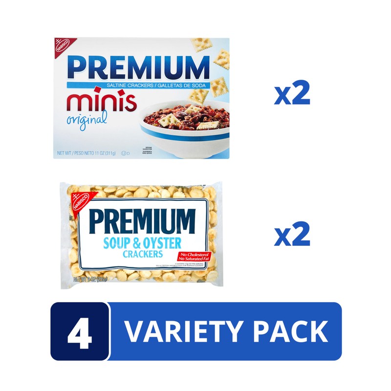 Premium Saltine Crackers Variety Pack, 2 Mini and 2 Soup
