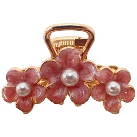 Topkids Accessories Metal Flower Claw Clips for Women and Girls, Hair Accessories for Women, Hair Claw Clips, Hair Clips Women, Mini Claw Clips, Flower Hair Clip (Rose Pink)