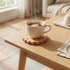 Wooden Biscuit-Shaped Coasters, Round and Square Cookie Style, Beechwood, 3.5