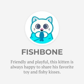 Hashtag Collectibles Purritos Series 2 - Fishbone Toy Figure, 7-inch White Blue Cat Animal Theme