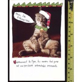 Sitting up Unbreakable Ornaments Cat Christmas Card #31 - 1 card + 1 blank envel