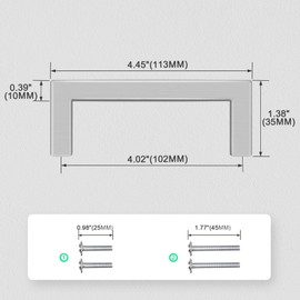 EZRENOVA 4" (102mm) Hole Centers Brushed Nickel Stainless Steel Cabinet Pulls 20 Pack - Handles for Kitchen Cabinets, Bathroom Drawers & Dressers