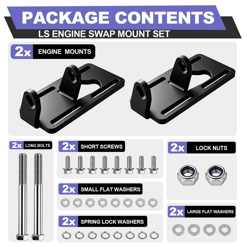 LS Swap Motor Mounts for 1973-1998 Chevy GMC C10 C/K