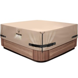 Strong Tear-Resistant Hot Tub Cover Protector 96 x 96 inch fits 95 x 95, 94 x 94,93 x 93 inch or 92 x 92 Square SPA, Hot Tub Covers Replacement-Wheat