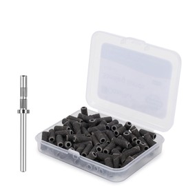 GazePlus 100 Pcs 3.1mm Black Small Sanding Bands for Nail Drill with 1 Nail Drill Bits 100 Grit Sanding Bands for Acrylic Nail Gel Manicure & Pedicure