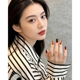 Lwenjing Nail Tips, 24 Pieces, Handmade Nails, Short, Spring/Summer, Popular, Japanese Style, Cute, Simple, Stylish, Bride Nails, Glossy, Fake Nails, Double-sided Tape, Coming-of-Age Ceremony, School