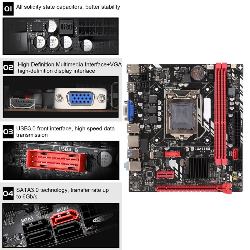 Motherboard LGA 1155 Pin DDR3 VGA Interface HD Multimedia Interface