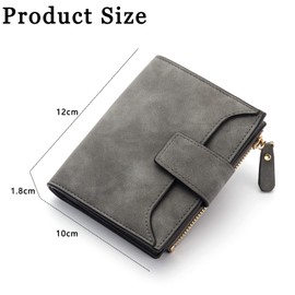 alouweekuky Women's Genuine Leather Purse, Small Purse with Zip, Coin Bag Wallet with Card Holder, RFID Blocker Wallet, gray, money clip