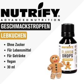 NUTRIFY Flavor Drops Gingerbread 30 ml, Aroma Drops without Calories, More Gingerbread Flavour in Food & Drinks, Sugar-Free, Fat Free, Vegan, No Artificial Colours