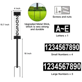Solar House Numbers for Outside, GOSUNWEY Solar Address Signs for Yard with Stakes Waterproof Lighted House Number Sign, Solar Powered LED Address Plaque Solar House Numbers for House Mailbox Street