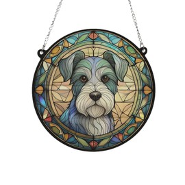 Image Industry Schnauzer Stained Glass Effect Suncatcher - Garden Gift - Dog Gift - Pet Memorial (13cm)