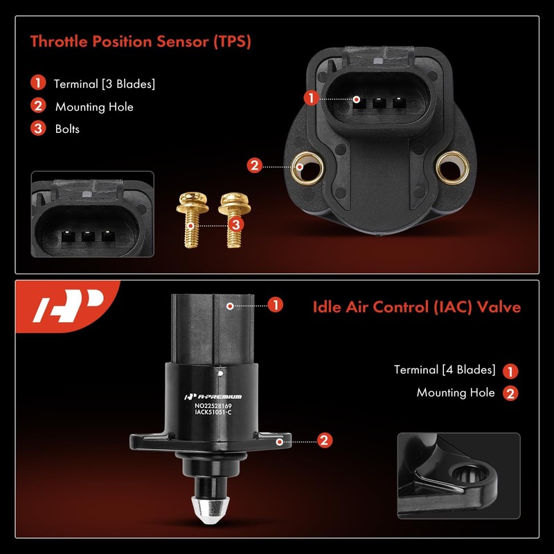 A-Premium Idle Air Control Valve IAC + Throttle Position Sensor