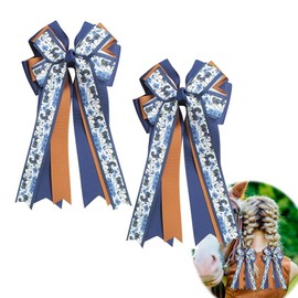2 Pack Equestrian Hair Clips with Horse Pattern, Non-Slip Show Barrettes for Horseback Riding Competitions & Dressage - Professional Equestrian Hair Accessories (Deep Blue/Caramel, 2-Count)