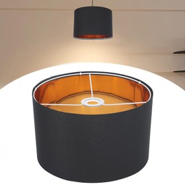 Modern Fabric Cylinder Lampshade,30cm Linen Fabric Lamp Shades for Table Lamps,Drum Light Shade for Ceiling Light,Floor Lamp Lightshade (Black+Gold)