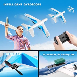 4DRC Remote Control Airplane for Kids Boys Adults, G2 Remote Control Plane Jet for Beginners Adult, Ready to Fly Airplane with One Key Aerobatic LED Light, RC Plane for Kids, 2 Battery