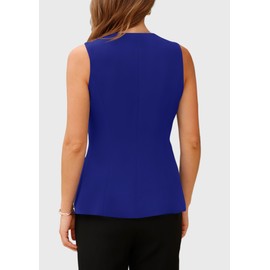 PRETTYGARDEN Women's Sleeveless Blazer Vest Summer 2025 Trendy Button Down Business Suit Vest Tops Outerwear Waistcoat(Blue,Small)