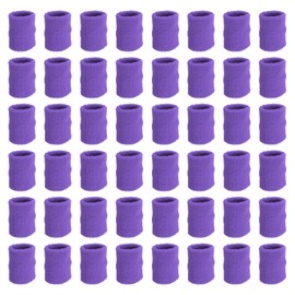 PATIKIL Sports Wristbands, 48 Pack Athletic Cotton Terry Cloth Absorbent Wrist Sweatband for Tennis Basketball Working Out Running, Light Purple